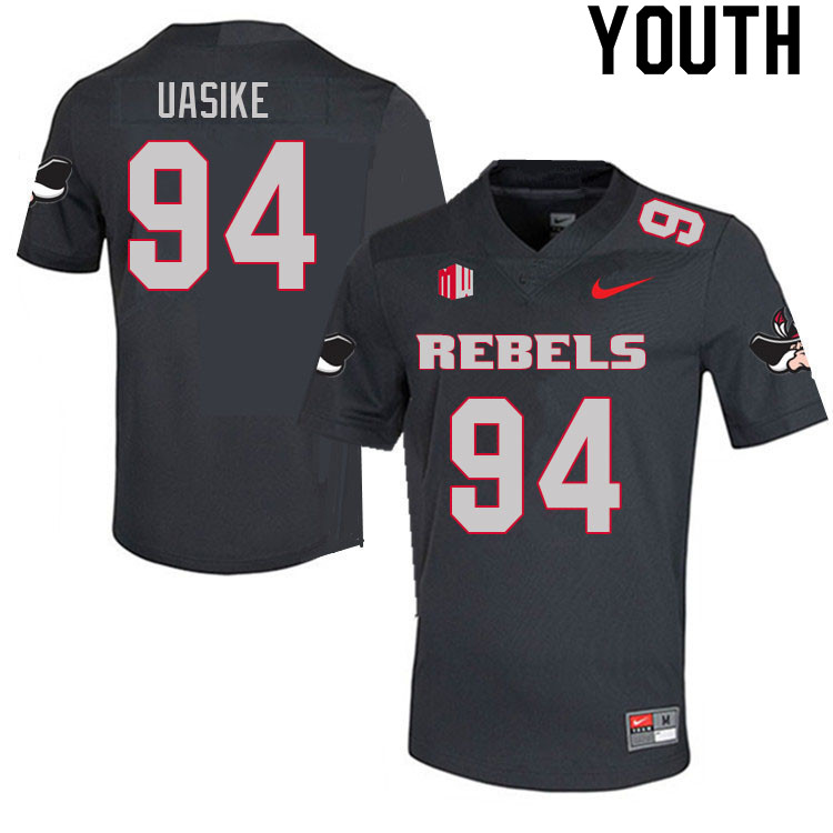 Youth #94 Kolo Uasike UNLV Rebels College Football Jerseys Sale-Charcoal - Click Image to Close